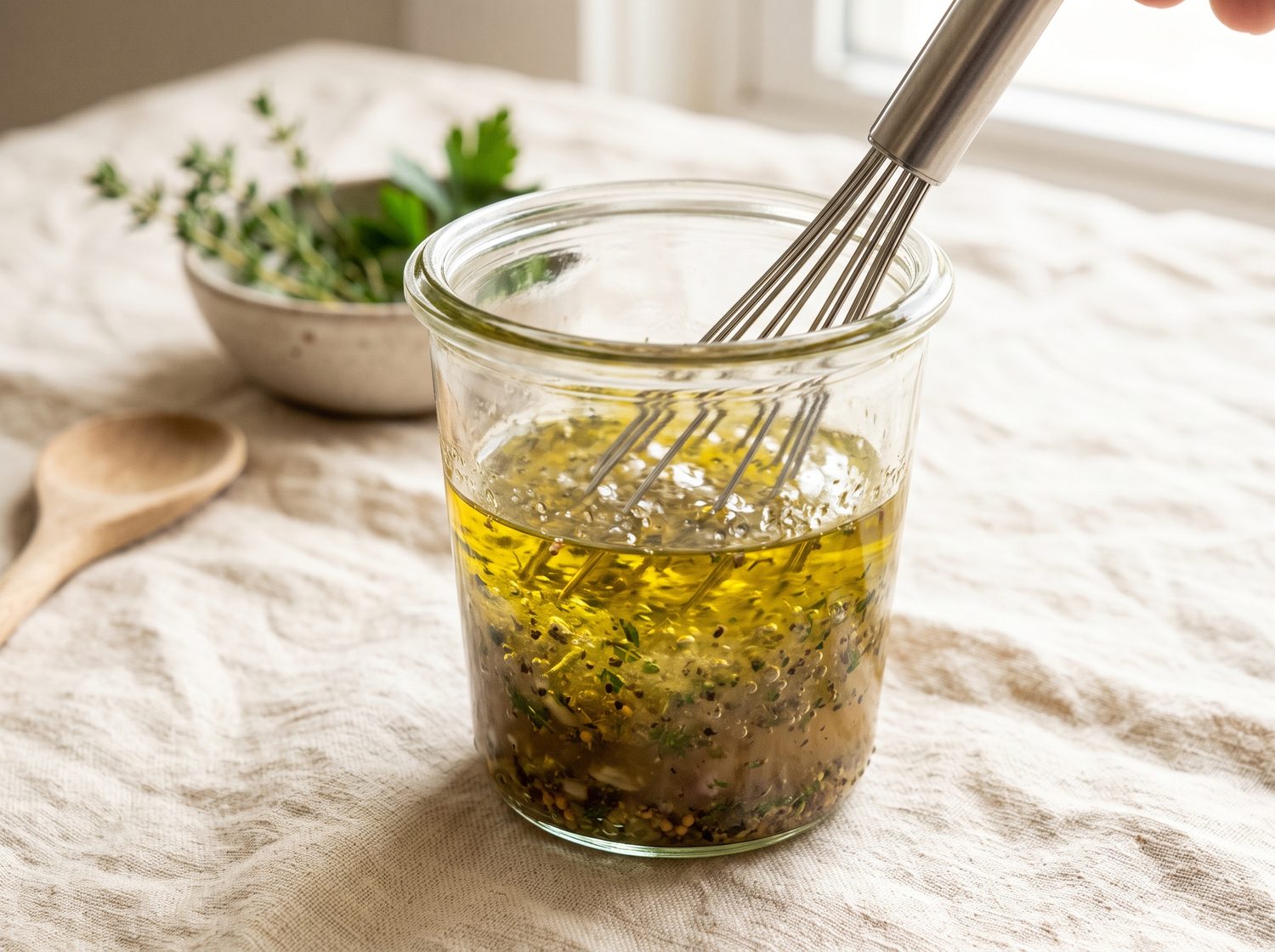 Proses mengocok Italian Vinaigrette