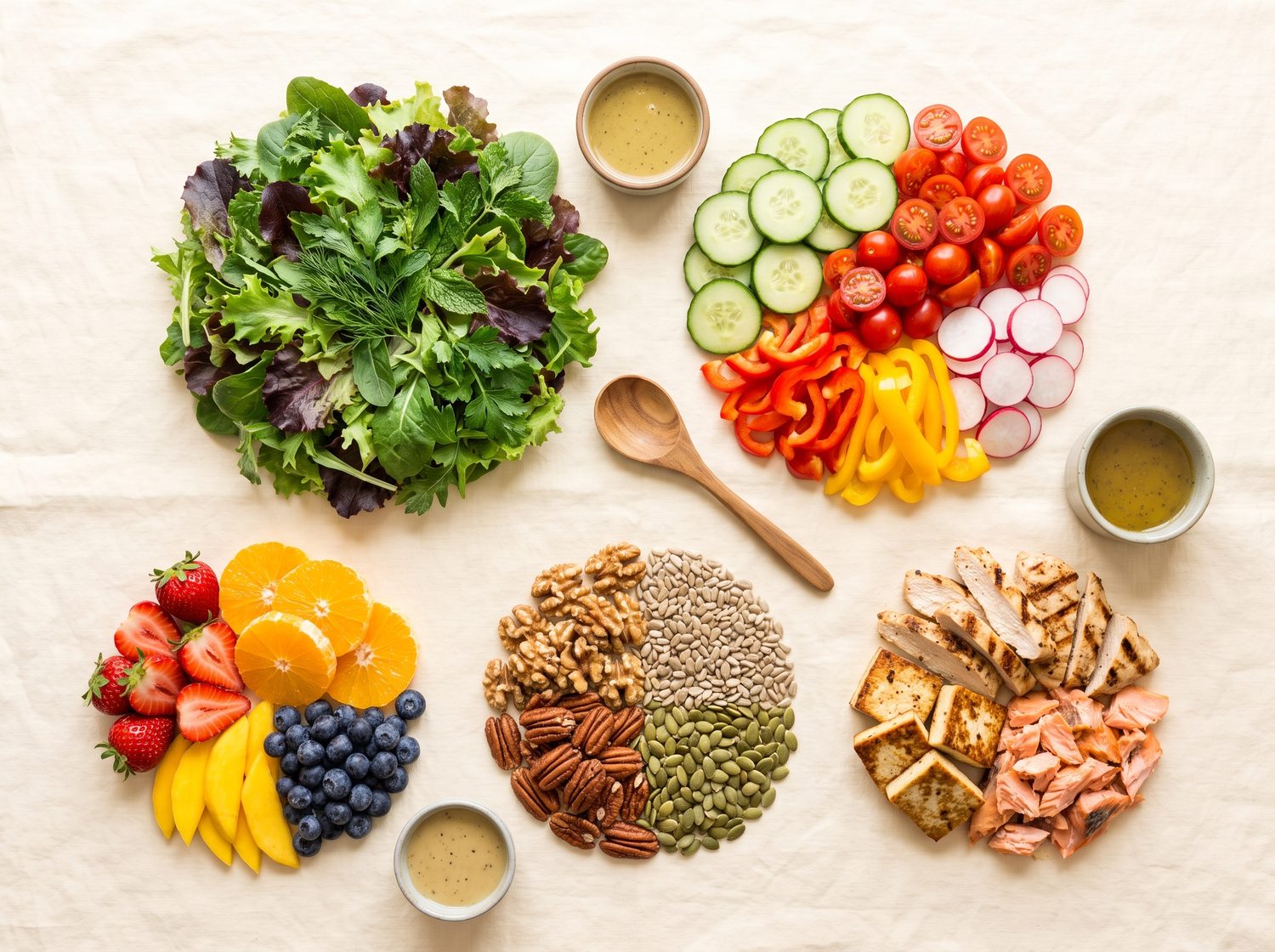 Bahan salad tersusun 6 lapis